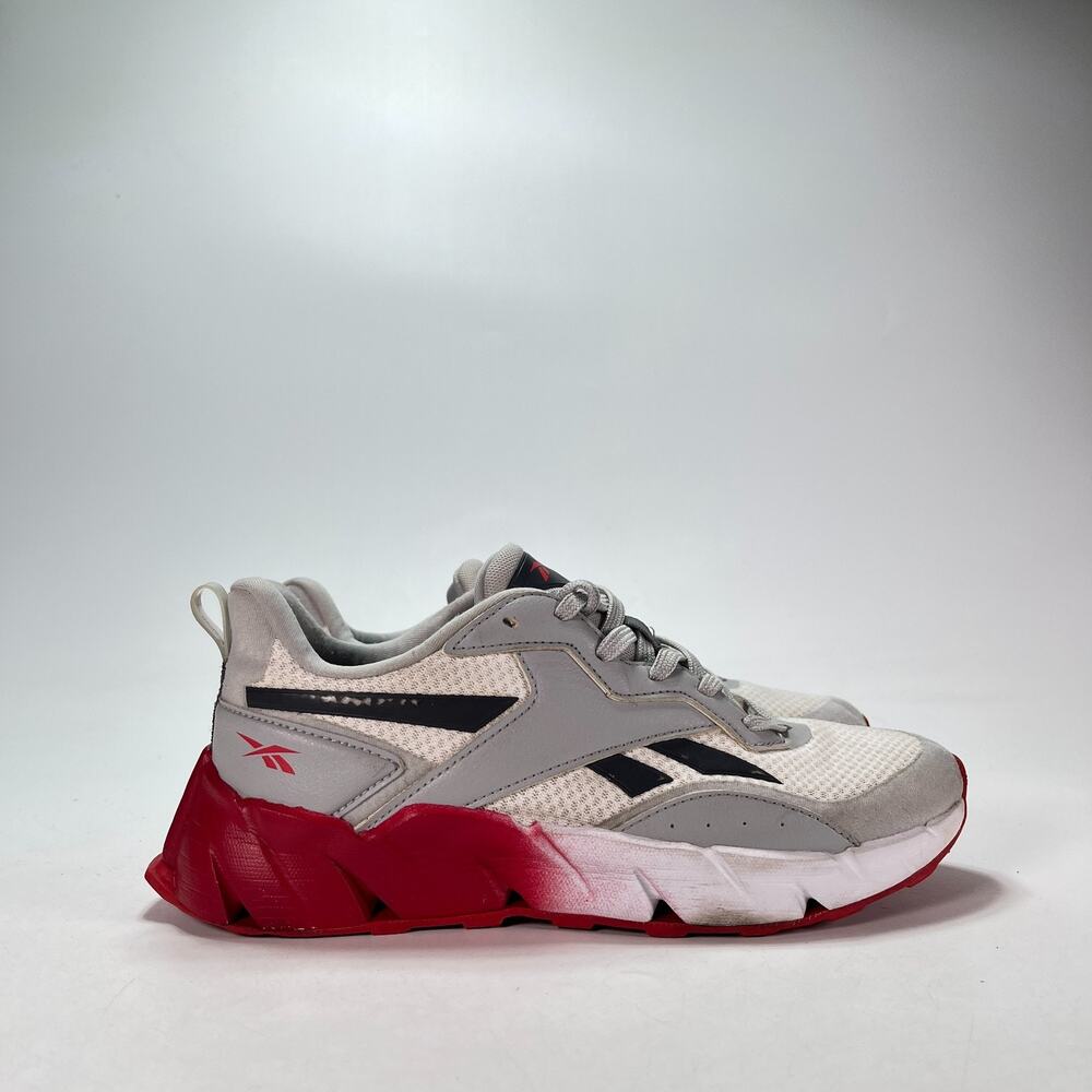 Reebok Gray White Red Retro Athletic Shoes Chunky Sneakers Youth Size 6